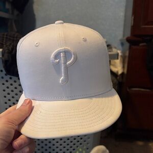 White Baseball Cap with Embroidered Logo